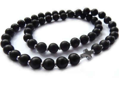 Naszyjnik męski Krzyżyk ONYKS matowy