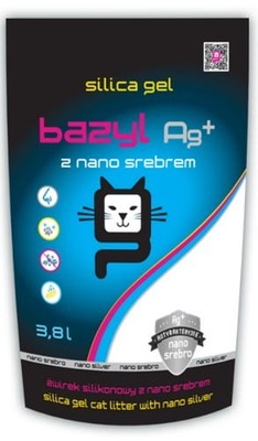 Żwirek dla kota Bazyl Ag+ Silica gel 3x 3,8L