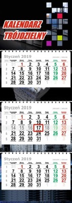 kalendarz TRÓJDZIELNY spiralowany z nadrukiem 10sz