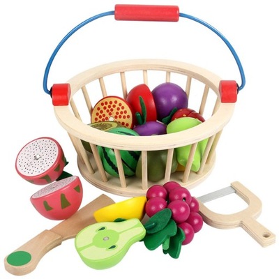 Sprytne Zabawki Drewniany Koszyk Z Owocami