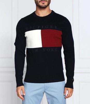 TOMMY HILFIGER sweter | Regular Fit granatowy