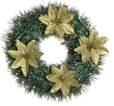 WIANEK NA DRZWI STÓŁ gotowy stroik gwiazda złota świąteczny biało zielony