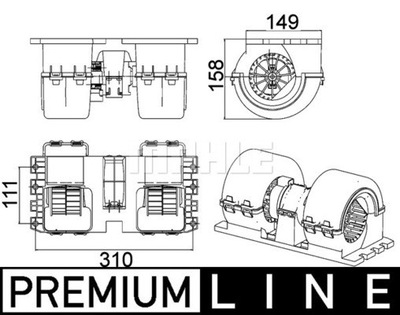 VENTILADOR INTERIOR BEHR *** PREMIUM LINE *** MAHLE AB 145 000P  