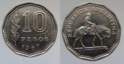 2211. ARGENTYNA, 10 PESOS, 1967