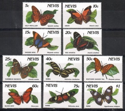 Motyle - Nevis 1991 Mi 572-581I Czyste **