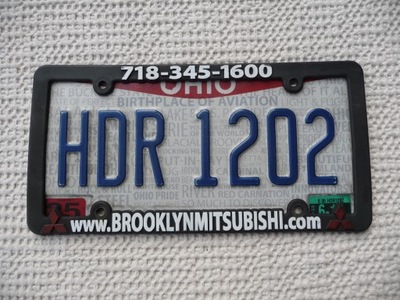 BOARD REJESTRACYJNA USA OHIO HDR 1202 FRAME PLATES BROOKLYN MITSUBISHI  