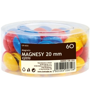 Magnesy 20 mm tuba 60 sztuk