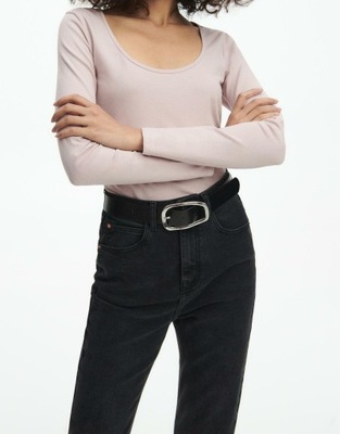 WR15409 BLUZKA DAMSKA DOPASOWANA Z DŁUGIM RĘKAWEM BRUDNY RÓZ M