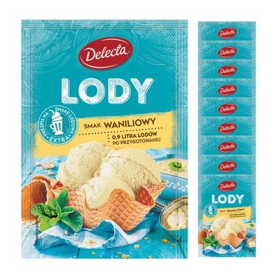 Lody waniliowe Delecta 10x57g lody w proszku łatwe do przygotowania