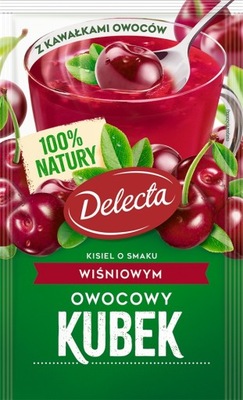 Kisiel Instant Owocowy Kubek wiśniowy Delecta 30g z kawałkami owoców