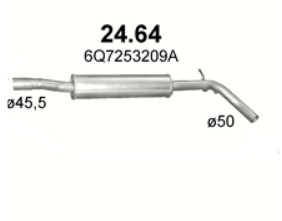 ГЛУШИТЕЛЬ ЦЕНТРАЛЬНЫЙ SKODA ROOMSRER 24.64