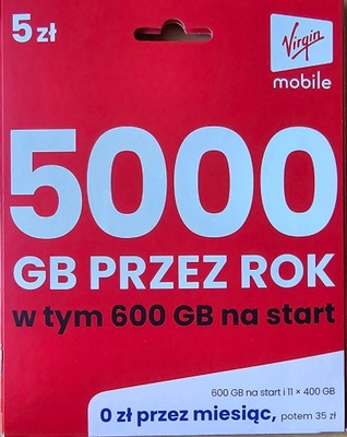 Starter Virgin Mobile / 600 GB na start / nawet 5000GB