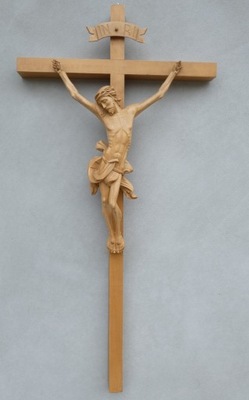 Wiszący Krzyż krucyfiks JEZUS drewno 76 cm PASYJKA