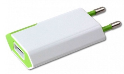 Sieciowa Ładowarka USB 230V - 5V 1A Slim Biało-Zie