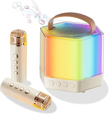 ZESTAW DO GRY KARAOKE DLA DZIECI 2 MIKROFONY GŁOŚNIK BEZPRZEWODOWY 2X MIKROFON