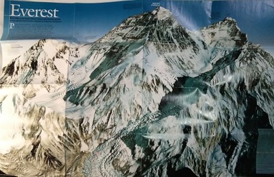 Himalaje EVEREST mapa panoramiczna National Geographic 2003 r.