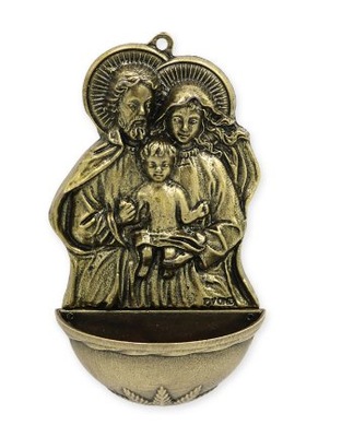 Św. Rodzina pojemna metalowa kropielnica kropielniczka na wodę święconą