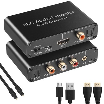 Ekstraktor audio HDMI ARC Konwerter DAC Wielofunkcyjna obsługa 192 kHz