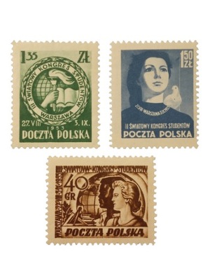 POLSKA Fi 673-675 ** 1953 Światowy Kongres Student