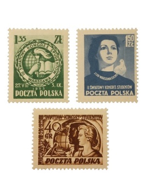 POLSKA Fi 673-675 * 1953 Światowy Kongres Studentó