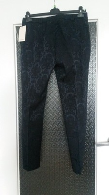 Orsay spodnie żakardowe granatowe r. 38 bawełna nowe