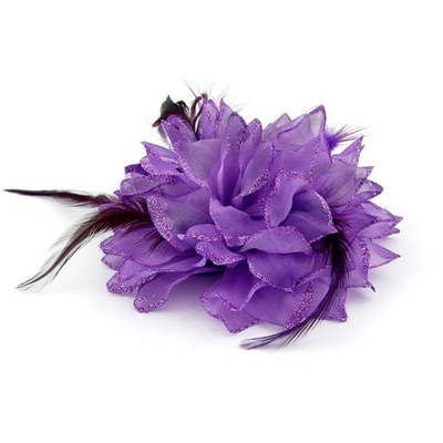 Kwiat duży broszka/gumka fioletowy