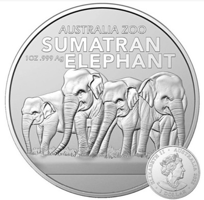Australia ZOO : Sumatran Elephant 2022 - 1 uncja srebra
