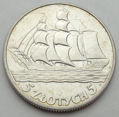 POLSKA - II RP - 5 złotych - ŻAGLOWIEC - 1936 - SREBRO