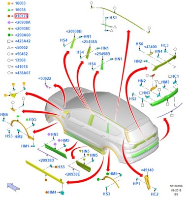 Молдинг поріг ліва ford kuga mk2 2016-2020 фото №1