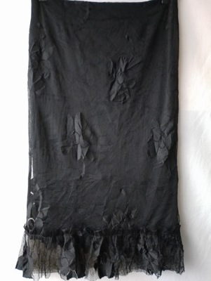 Spódnica czarna siateczkowa z falbaną - 40