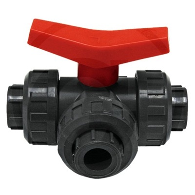 КЛАПАН ШАРОВЫЙ 3-DROŻNY Z KURKIEM (PVC) L202MM D50MM