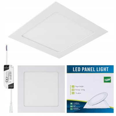 PANEL PLAFON LED KWADRATOWY PODTYNKOWY 12W 850LM