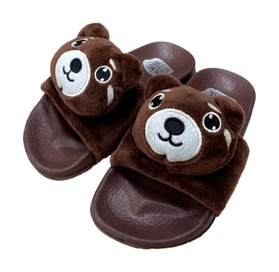 KLAPKI DZIECIĘCE puchaty MIŚ brąz *28