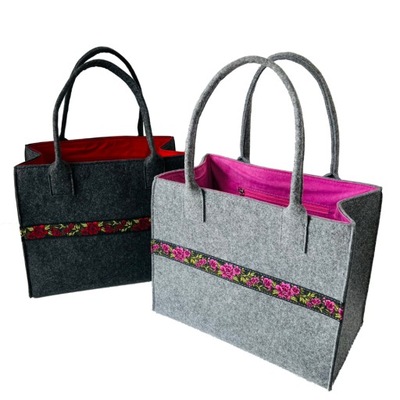 TOREBKA FILCOWA SHOPPER NA RAMIĘ HAND MADE