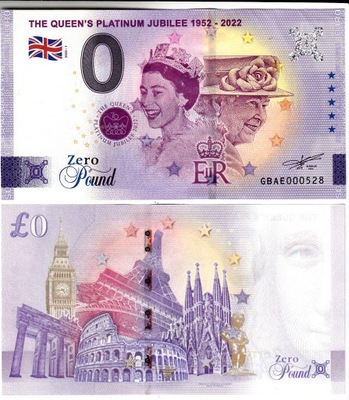 Banknot 0-euro- Anglia 2022-1 The Krolowa Jubilee
