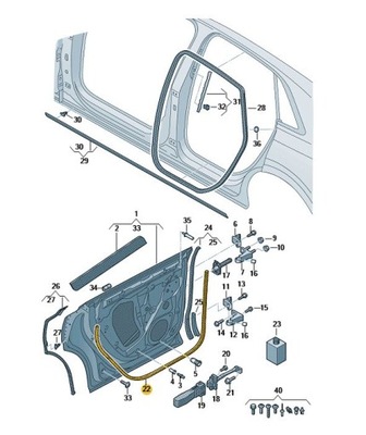 Прокладка двері задня зовнішня ліва audi q8 sq8 rsq8 оригінал od aso фото №1