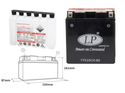 LANDPORT АКУМУЛЯТОР YTX20CH BS YTX20A BS 12V 18AH