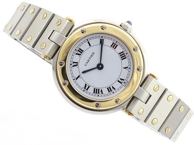 DAMSKI CARTIER SANTOS RONDE VENDOME 27MM STAL 18K ZŁOTO KWARC REF 8191