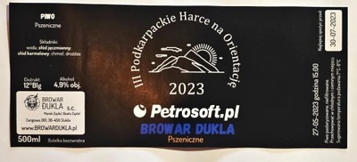 Etykieta Browar Dukla PETROSOFT Pszenica