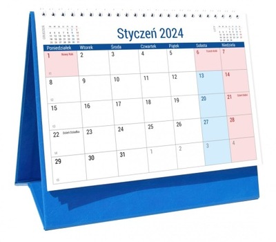 Kalendarz DO BIURA 2024 MIESIĘCZNY SPIRALOWANY