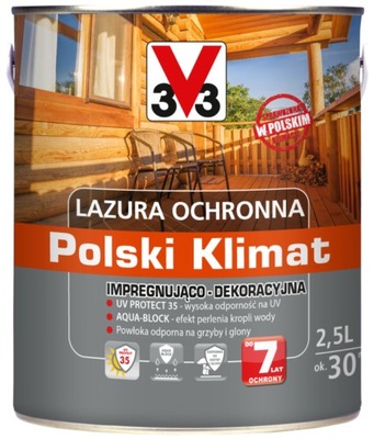 V33 Lazura Ochronna Polski Klimat Dąb Jasny 2,5l