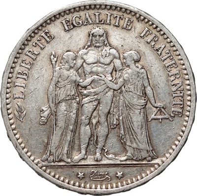 Francja, 5 franków 1873 A, Herkules
