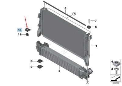 Bmw 2 f45 охолоджуюча рідина радіатор left сторона кронштейн 17118617884 8617884 original фото №1