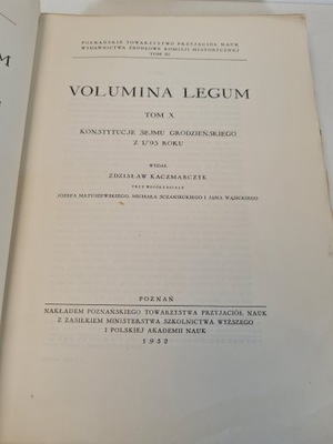 VOLUMINA LEGUM TOM X. KONSTYTUCJE Z 1793, Reprint