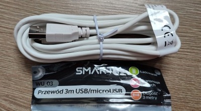 SMARTY * Przewód USB micro USB * 3m * NOWY
