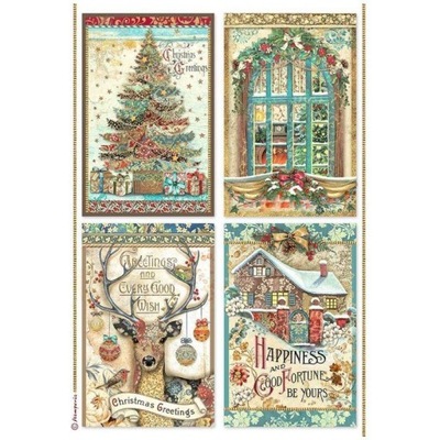 Papier ryżowy A4 - Christmas Greetings 4 karty