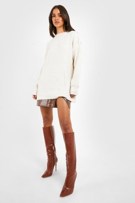 Boohoo aqx oversize sweter ecru struktura S NG6