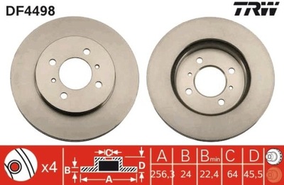 ДИСК ТОРМОЗНОЙ MITSUBISHI ПЕРЕД COLT/LANCER 1,3-2,0 92-13 DF4498