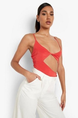 Boohoo czerwone wycięte body 40