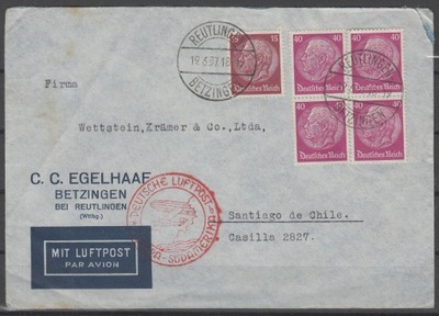 NIEMCY Przesyłka Lotnicza Niemcy - Chile 1937r
